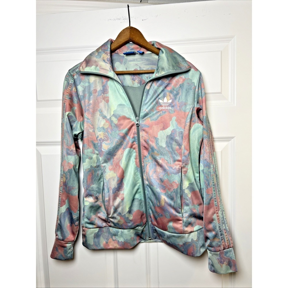 Adidas Originals BR6607 Women's  AOP Windbreaker Oil Spill Tie Dye Full Zip MED